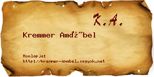 Kremmer Amábel névjegykártya
